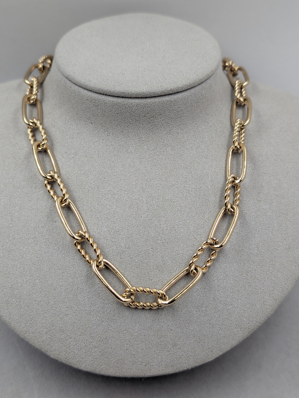 Club Monaco Gold Tone Oval & Twisted Rope Link Statement Necklace | M190